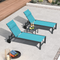 PURPLE LEAF Outdoor Lounge Chair Set of 3 Patio Chaise Pool Lounger Aluminum Frame with Side Table and Wheels for Outside Sunbathing Tanning Recliner Including Pillows
