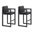 PURPLE LEAF Caesar Outdoor Bar Stools Set of 2 Modern Aluminum Barstools with Stainless Removable Cushion Patio Bar Stool for Kitchen Outside Island Backyard