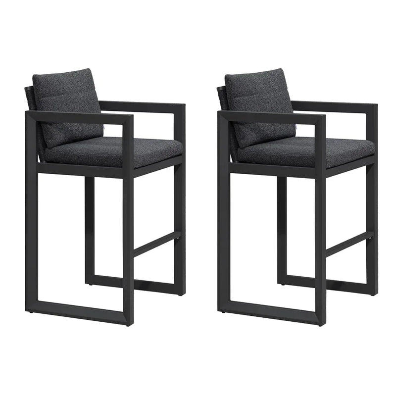 PURPLE LEAF Caesar Outdoor Bar Stools Set of 2 Modern Aluminum Barstools with Stainless Removable Cushion Patio Bar Stool for Kitchen Outside Island Backyard
