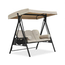 PURPLE LEAF 3-Seat Porch Swing Outdoor w/Cushion & Adjustable Canopy