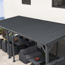 PURPLE LEAF  Outdoor Wall Mounted Hardtop Gazebo Metal Roof Patio Cover with Drainage System Outdoor Living Shelter for Backyard Lounge