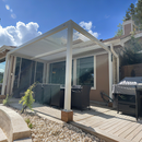 PURPLE LEAF Athena Louvered Pergola Modern White Pergola with Adjustable Roof for Deck Backyard Garden