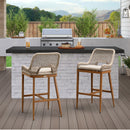 OPEN BOX I PURPLE LEAF 2 Set Outdoor Bar Stool Chair Set, Modern Counter Height Bar Stool, Cushion Included