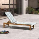 PURPLE LEAF Outdoor Teak Chaise Lounge Chair, Wood Grain Aluminum Outdoor Pool Lounge Chairs with Adjustable Backrest, Breathable Recliner for Patio, Poolside, Garden