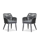 PURPLE LEAF 2 Pieces of Grey PE Rattan Cross Weave Dining Chair