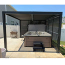 PURPLE LEAF Athena Louvered Pergola Grey Outdoor Aluminum Pergola with Shutter Wall Adjustable Gazebo Rainproof for Patio Deck Garden