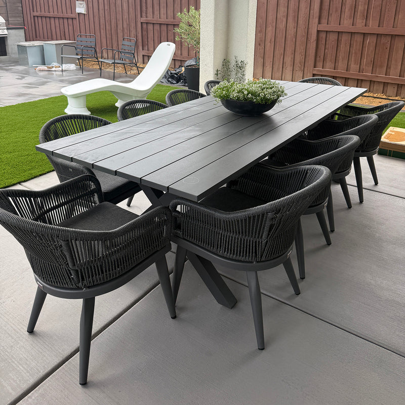 PURPLE LEAF 7/9/11 Pieces Patio Dining Set with Weather-Resistant Dining Table and Chairs Wicker Patio Table Set with Comfortable Cushion for Deck, Garden, Kitchen, Grey