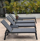 PURPLE LEAF Outdoor Aluminum Chaise Lounge Set of 3 with Wheels and Side Table for Outdoor Backyard Poolside