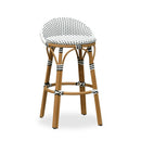 PURPLE LEAF Patio Oversized Backrest Bar Height Stool Set of 2 Outdoor Round Barstools Aluminum Frame Woven Rattan for Indoor Kitchen Dining Bistros Cafe Restaurant