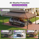 PURPLE LEAF Outdoor Metal Carport Gazebo Bronze Steel Roof Aluminum Frame Shelter for Parking
