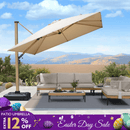 PURPLE LEAF Wood Grain Cantilever Patio Umbrella Aluminum Outdoor Umbrellas