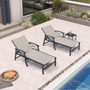 PURPLE LEAF Oversized Chaise Lounge Chair Outdoor Extra Wide Pool Lounge Chairs 5 Adjustable Position with Armrests and Side Table, Aluminum Patio Lounge Chair for Outside, Backyard, Pool