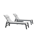 PURPLE LEAF Outdoor Lounge Chair Patio Chaise Pool Lounger Aluminum Frame with Side Table and Wheels for Outside Sunbathing Tanning Recliner Including Pillows