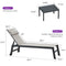 PURPLE LEAF Outdoor Lounge Chair Set of 3 Patio Chaise Pool Lounger Aluminum Frame with Side Table and Wheels for Outside Sunbathing Tanning Recliner Including Pillows