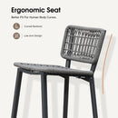 PURPLE LEAF Patio Counter Height Bar Stools Set of 2 Metal Bar Chairs with Back Wicker Woven Stools for Kitchen Island Pool Garden Outdoor Barstools