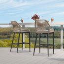 Clearance - PURPLE LEAF Patio Sunbrella Bar Stools Rattan Bar Aluminum Bar Stool Outdoor Barstools with Back and Cushion for Garden Kitchen Island