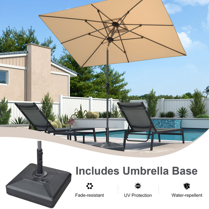 PURPLE LEAF Crank and Tilt Rectangular Outdoor Patio Market Umbrella with Base