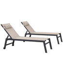 PURPLE LEAF Outdoor Lounge Chair Patio Chaise Pool Lounger Aluminum Frame with Side Table and Wheels for Outside Sunbathing Tanning Recliner Including Pillows