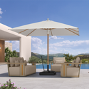 PURPLE LEAF Premium Teak‑Finish Aluminum Frame Outdoor Patio Market Umbrella with Rope Pulley Lift