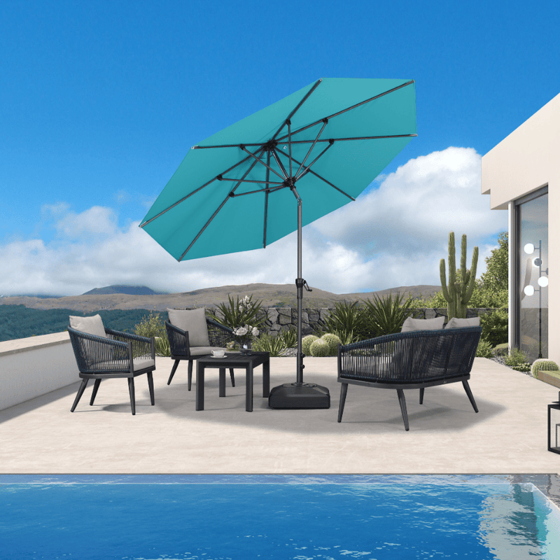 PURPLE LEAF Crank and Tilt Table Umbrella Outdoor Patio Market Umbrella with Visible Hand Crank System