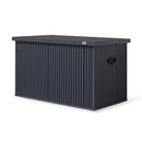 PURPLE LEAF Galvanized Steel Outdoor Deck Box with Wheels, Gray