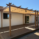 PURPLE LEAF Outdoor Retractable Pergola with Sun Shade Canopy Patio Metal Shelter for Garden Pavilion Natural Wood Grain Frame Grill Gazebo