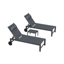 PURPLE LEAF Outdoor Lounge Chair Patio Chaise Pool Lounger Aluminum Frame with Side Table and Wheels for Outside Sunbathing Tanning Recliner Including Pillows