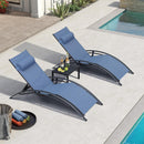 PURPLE LEAF Patio Chaise Lounge Set Outdoor Beach Pool Sunbathing Lawn Lounger Recliner Chair Outside Chairs with Side Table Included