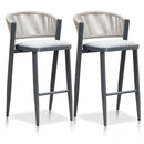 PURPLE LEAF Counter Height Bar Stool Set of 2 Outdoor Stool Chair with Footrest Patio Bar Height Stools Rattan Barstools for Outdoor or Indoor