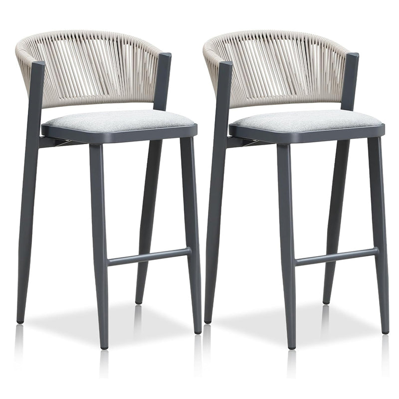 PURPLE LEAF Counter Height Bar Stool Set of 2 Outdoor Stool Chair with Footrest Patio Bar Height Stools Rattan Barstools for Outdoor or Indoor