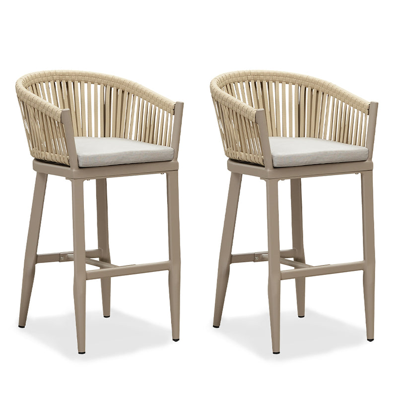 Open Box | Purple Leaf Counter Bar Stools Chair Set of 2, Modern Aluminum Wicker Bar Chair Indoor and Outdoor