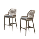 Clearance - PURPLE LEAF Patio Sunbrella Bar Stools Rattan Bar Aluminum Bar Stool Outdoor Barstools with Back and Cushion for Garden Kitchen Island