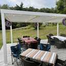 PURPLE LEAF Athena Louvered Pergola Modern White Pergola with Adjustable Roof for Deck Backyard Garden