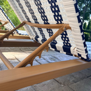 PURPLE LEAF Outdoor Teak Chaise Lounge Chair, Wood Grain Aluminum Outdoor Pool Lounge Chairs with Adjustable Backrest, Breathable Recliner for Patio, Poolside, Garden