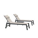 PURPLE LEAF Outdoor Lounge Chair Patio Chaise Pool Lounger Aluminum Frame with Side Table and Wheels for Outside Sunbathing Tanning Recliner Including Pillows