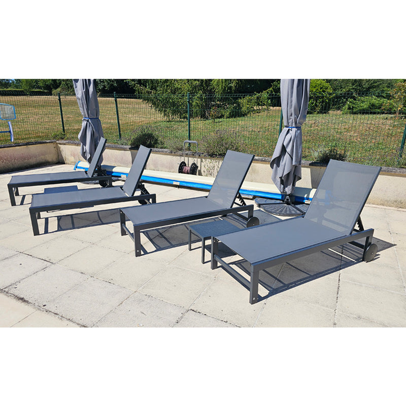 PURPLE LEAF Outdoor Chaise Lounge with Wheels Patio Lounge Chair Recliner