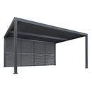 PURPLE LEAF Athena Louvered Pergola Grey Outdoor Aluminum Pergola with Shutter Wall Adjustable Gazebo Rainproof for Patio Deck Garden