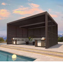 PURPLE LEAF Athena Louvered Pergola Bronze Outdoor Aluminum Pergola with Shutter Wall Adjustable Gazebo Rainproof for Patio Deck Garden