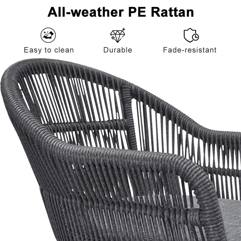 PURPLE LEAF 7/9/11 Pieces Patio Dining Set with Weather-Resistant Dining Table and Chairs Wicker Patio Table Set with Comfortable Cushion for Deck, Garden, Kitchen, Grey