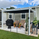 PURPLE LEAF Outdoor Retractable Pergola with Double Sun Shade Canopy White Heavy-Duty Aluminum Pergola Patio Modern Pergola for Garden Deck Backyard