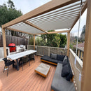 PURPLE LEAF Caesar Louvered Pergola Outdoor Wood Grain Aluminum Pergola with Adjustable Roof Patio Hardtop Gazebo for Backyard Garden