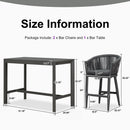 PURPLE LEAF Counter Stools, Bar Stools Set of 2 Rattan Bar Stools Wicker Bar Chairs Woven Aluminum Barstools with Back and Cushions