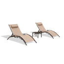 PURPLE LEAF Outdoor Chaise Lounge Chair  Patio Pool Lounger Bronze Aluminum Chairs with Side Table Adjustable Tanning Recliner for Outside Backyard Yard Deck Balcony Beach