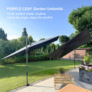 PURPLE LEAF Lateral Tilt Patio Umbrella with Base, 360° Swivel Cantilever Umbrella with Stand