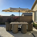 PURPLE LEAF Double Sided Patio Umbrella with Light Large Market Umbrellas with Base