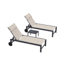PURPLE LEAF Outdoor Lounge Chair Patio Chaise Pool Lounger Aluminum Frame with Side Table and Wheels for Outside Sunbathing Tanning Recliner Including Pillows