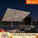 PURPLE LEAF SUNBRELLA Solar Cantilever Umbrella with Lights, Large Umbrellas For Outdoor Patio