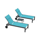 PURPLE LEAF Outdoor Lounge Chair Patio Chaise Pool Lounger Aluminum Frame with Side Table and Wheels for Outside Sunbathing Tanning Recliner Including Pillows
