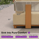 PURPLE LEAF Breck L-Shaped Modular Outdoor Sectional with Wood-Grain Aluminum Frame and Thick Teak-Colored Cushions for Luxury Backyard Lounge
