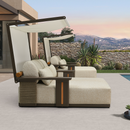 PURPLE LEAF Outdoor Chaise Lounge Modern Aluminum Teak Finish Lounge Chair with Thick Cushion and 2 Pillows Elegant Style Lounger for Residential Commercial Patio Pool and Villa Bronze